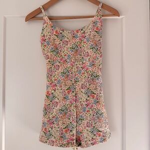 Old Navy Floral Print Textured Swim Romper Size Small